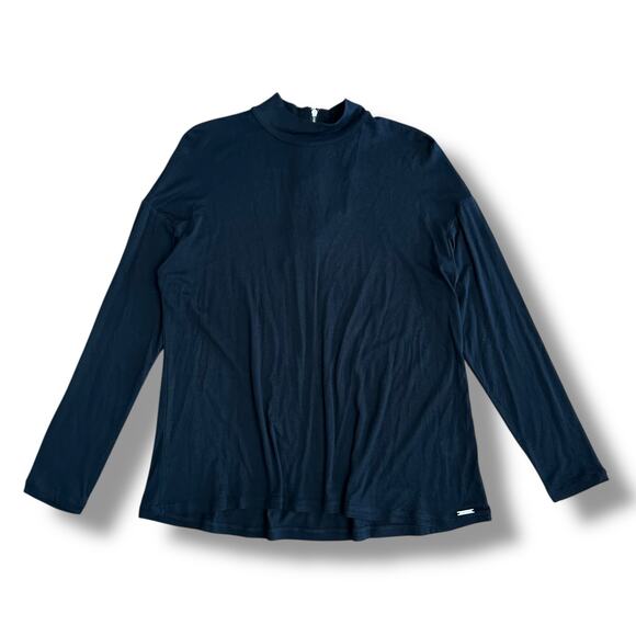 Tahari Women’s Small Black Mock‎ Neck Long Sleeve Top Stretch Viscose NWT - Picture 5 of 9